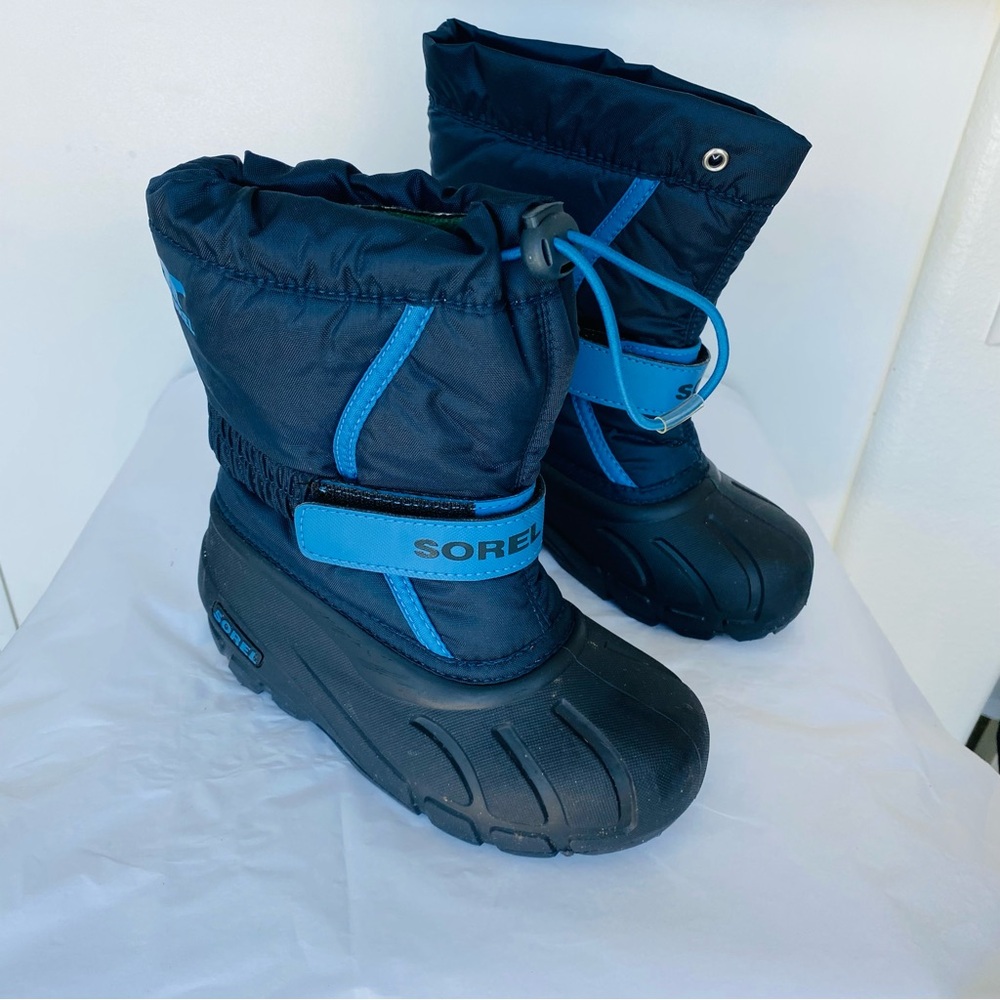 SOREL kids size 12 snow boots rain winter blue